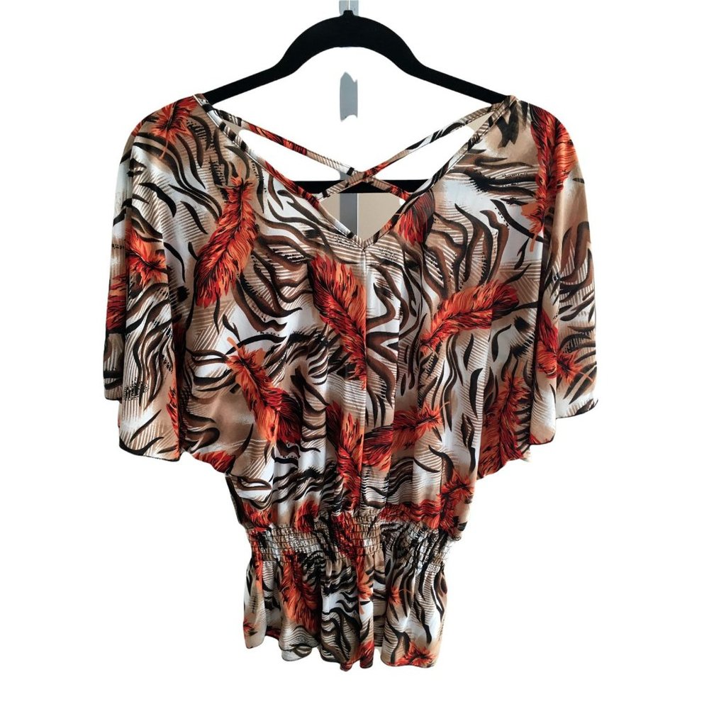 Shui Si Qing Womens Shirt Medium Blouse Top V-Neck Spring Summer Work Career M - Picture 3 of 8